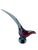 A Murano glass bird sculpture with a dramatically elongated tail sweeping upward from a rounded body. Blue and turquoise...