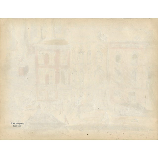 Mid-Century Modern 1930s Grace Spongberg Chicago Street Scene Drawing For Sale - Image 3 of 3