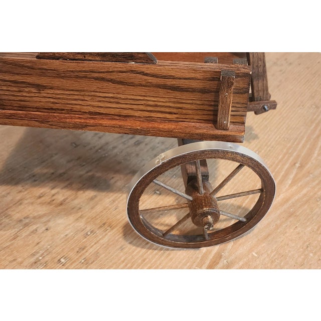 Vintage Hand Crafted Decorative Oak Pull Toy Wagon For Sale - Image 4 of 9