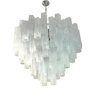 Large Venetian White Alabastro Tronchi Murano Glass Chandelier by Simoeng For Sale