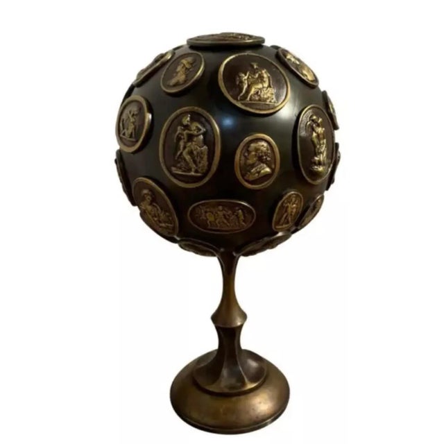 Grand Tour Gilt and Patinated Bronze Orb With Intaglios, From Mid 20th Century For Sale - Image 12 of 12