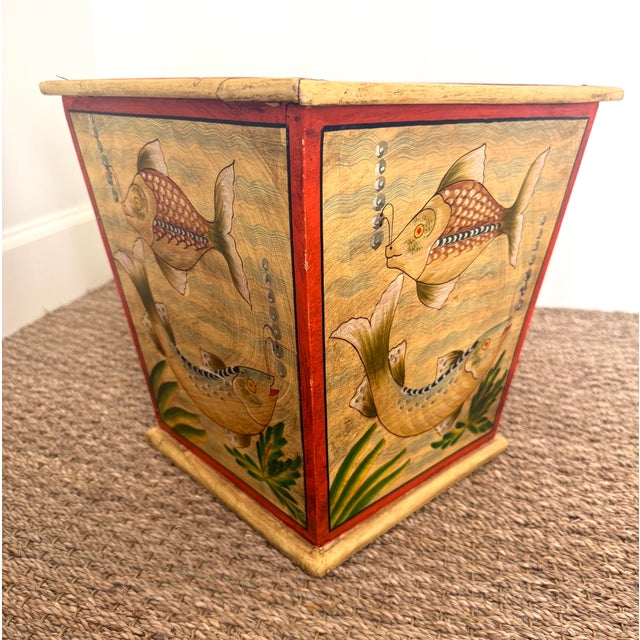 Hand Painted Italian Fish Wastebasket For Sale - Image 9 of 10