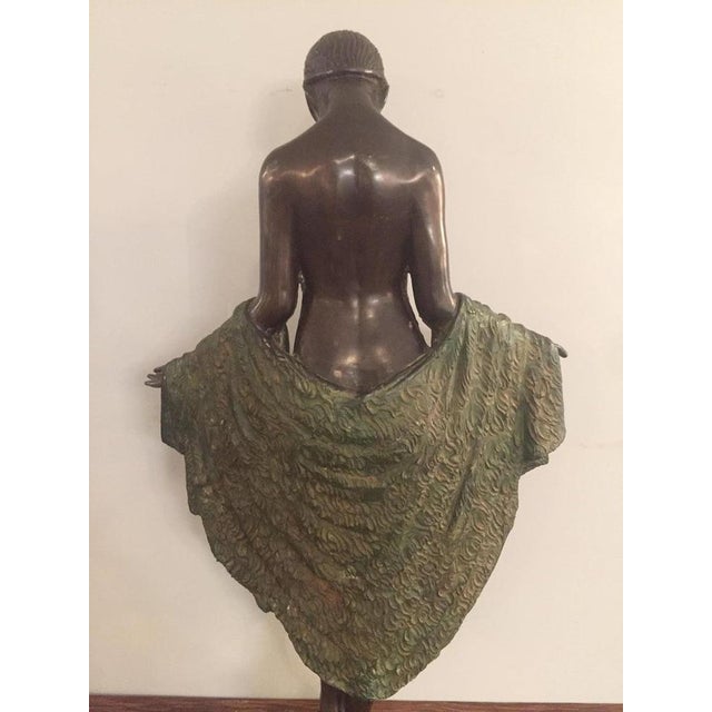 Metal French Art Deco Bronze Dancer Figure by J.E Descomps For Sale - Image 7 of 18