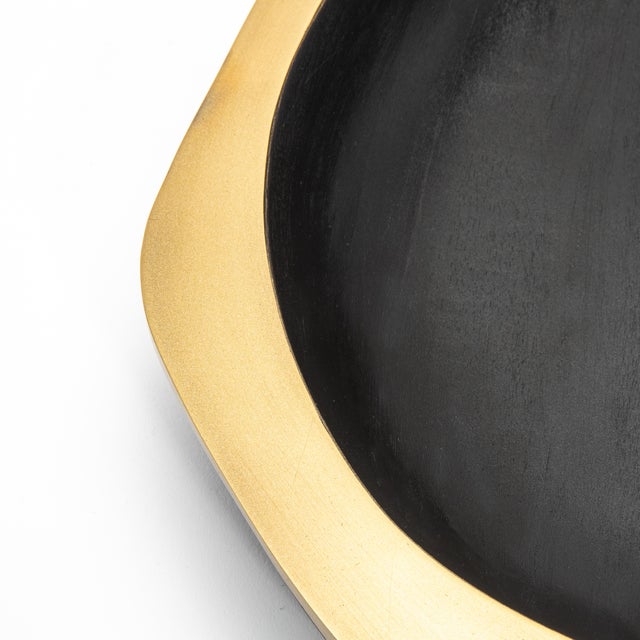 Black Bowl in Black Oak With Bronze Patina Brass Details by R&y Augousti For Sale - Image 8 of 9