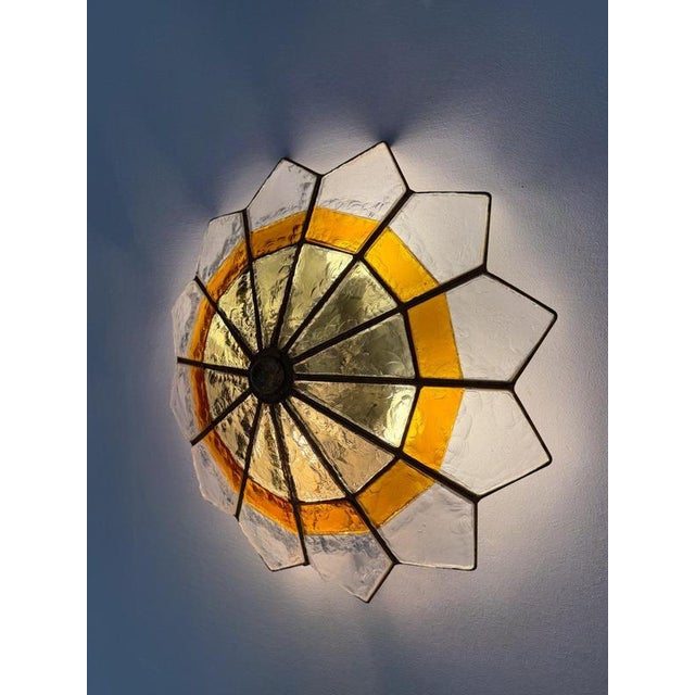 Vintage Hammered Glass and Wrought Iron Wall Lights by Longobard, 1970s, Set of 2 For Sale - Image 4 of 18