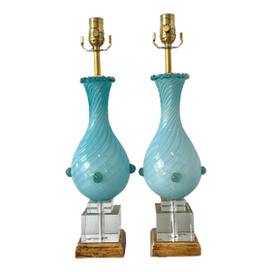 Vintage Italian Murano Glass Lamps - A Pair