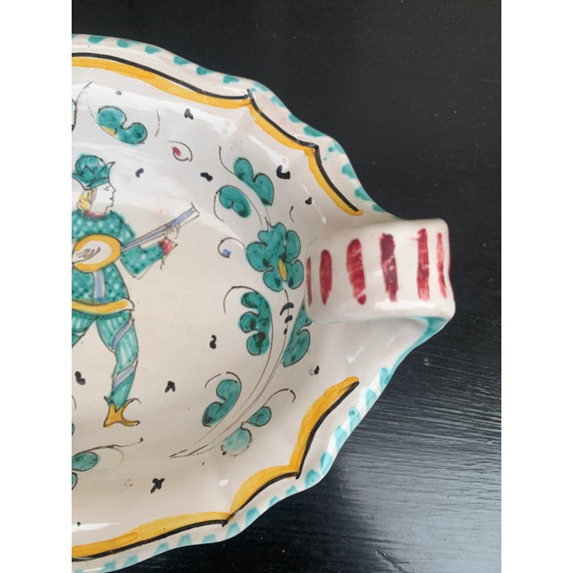 Ceramic Vintage Grazia Deruta Hand-Painted Faience Lute Player Catchall For Sale - Image 7 of 11
