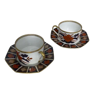 1970s Fitz and Floyd Cups and Saucers Set- 4 Pieces