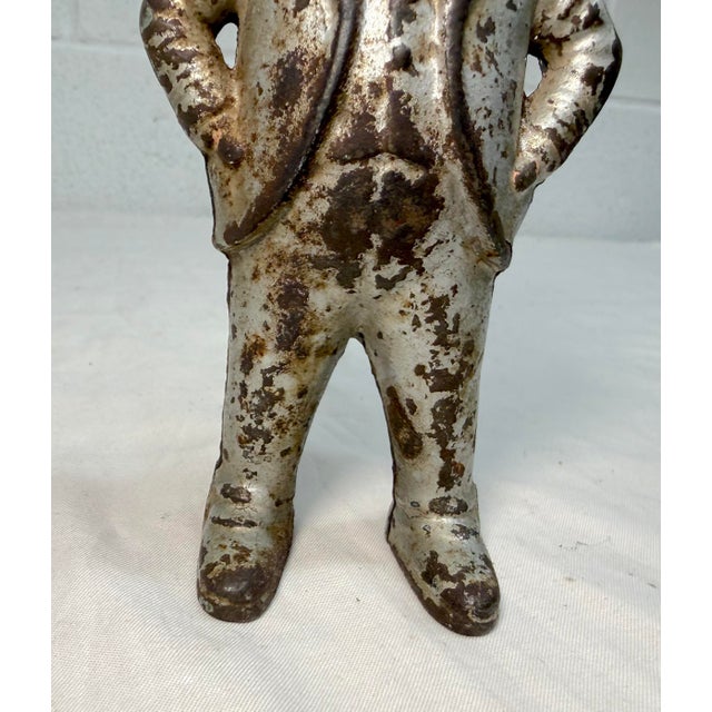1900 - 1909 Antique Rare Original Foxy Grandpa Cast Iron Hubley Coin Still Bank 1900 For Sale - Image 5 of 10