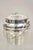 Vintage Fisher K308 Modern Silver Plated Lidded Ice Bucket with Glass Liner. Item features swinging hinged handle, shapely...