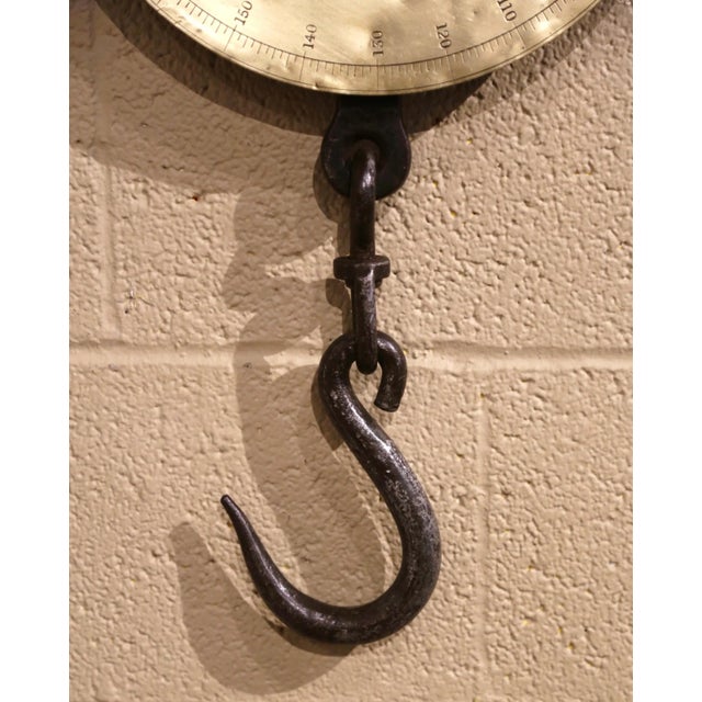 Mid-19th Century English Brass and Iron Hanging Trade Spring Balance Scale For Sale - Image 4 of 13