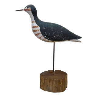 Late 20th Century Richard Morgan Stilt Sandpiper Folk Art Figurine the Painted Bird Workshop 10" For Sale