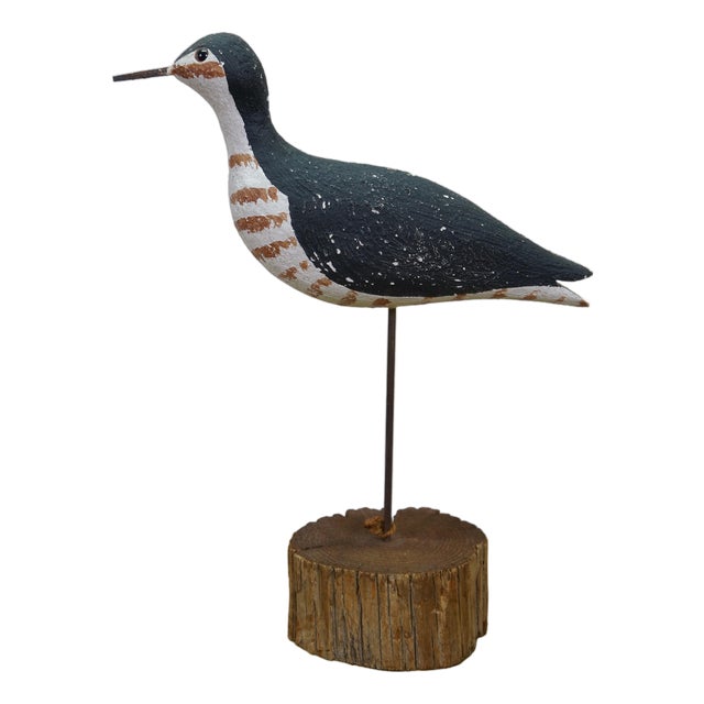 Late 20th Century Richard Morgan Stilt Sandpiper Folk Art Figurine the Painted Bird Workshop 10" For Sale