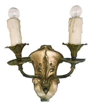 1910s Antique Gilt Bronze Finish Double Sconce