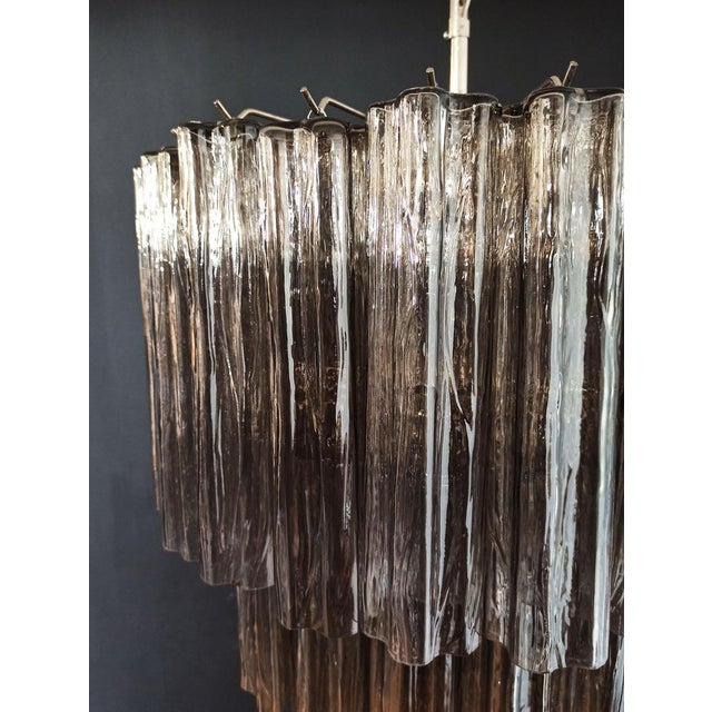 1990s Large Three-Tier Murano Smoked Glass Tube Chandelier, 1990 For Sale - Image 5 of 18
