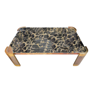 Mid-Century Modern Bronze Gilt Glass and Lacquered Goatskin Coffee Table