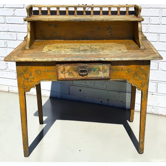 19th Century Antique Italian Paint Decorated Writing Table Desk For Sale - Image 5 of 6