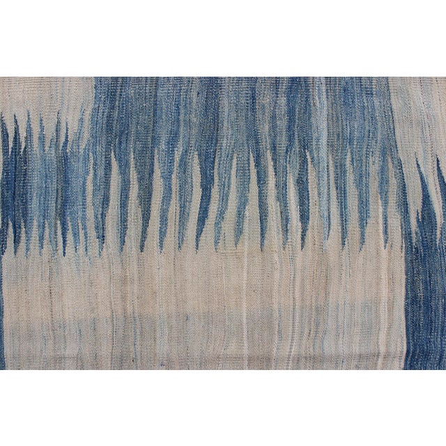 Modern Kilim Tribal Rug With Abstract Geometric Design in Soft Blues 6'4 X 9'5 For Sale In Atlanta - Image 6 of 11