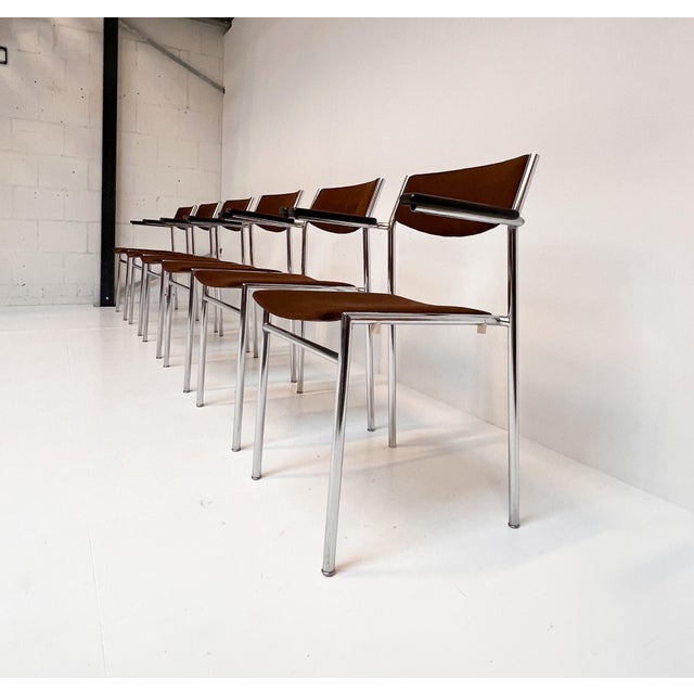 Mid-Century Modern Rust Brown Stackable Chairs by Gijs Van Der Sluis, 1970s, Set of 6 For Sale - Image 3 of 18