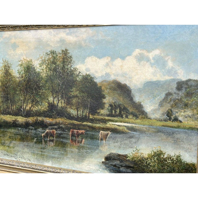 William Langley, Cattle Scene, 19th Century, Oil on Canvas, Framed For Sale - Image 5 of 12