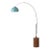 Tambo 92-Inch Floor Lamp, 1980s - Mid Century Modern, Pool Blue Shade, Satin Nickel, Walnut Base For Sale