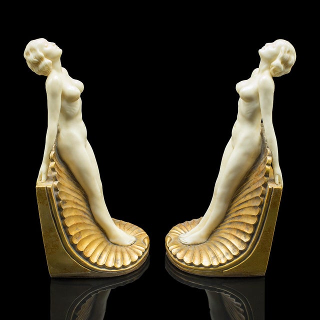 1960s Pair of Vintage Figural Bookends, English, Nude Figure, Art Deco Revival, c.1960 For Sale - Image 5 of 12