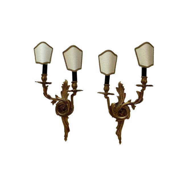 1960s Gilt Bronze Louis XV Style Sconces, Pair For Sale In Los Angeles - Image 6 of 7