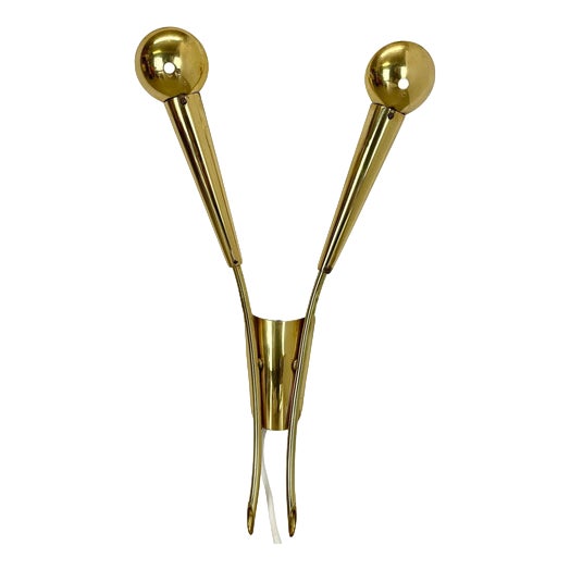 Brass Theatre Wall Sconce Light bin the style of Stilnovo and Gio Ponti, Italy, 1950s For Sale