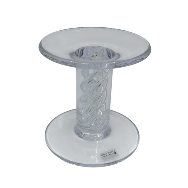Glass Simon Pearce Signed Stratton Hand-Blown Pillar Air Twist Candle Holder For Sale - Image 7 of 9