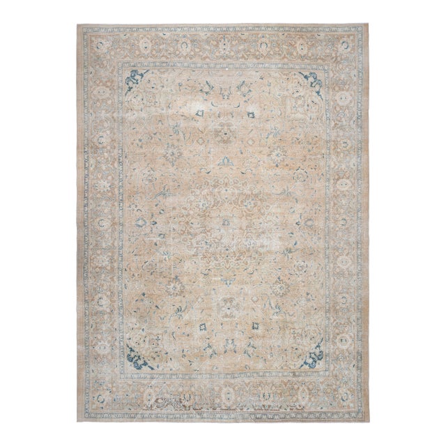 1970s Vintage Persian Handmade Wool Cotton Orange Area Rug For Sale