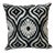 Black Silver Silk Velvet Ikat Pillow For Sale
