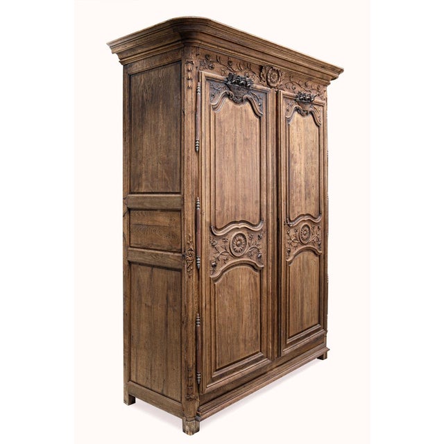 Wood Antique French Marriage Armoire For Sale - Image 7 of 14