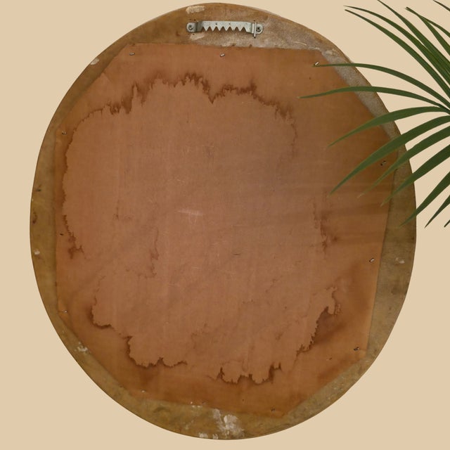 Vintage Florentine Polychrome Oval Mirror With Fruit & Leaf Gesso Frame Tuscan Farmhouse Style For Sale - Image 4 of 5