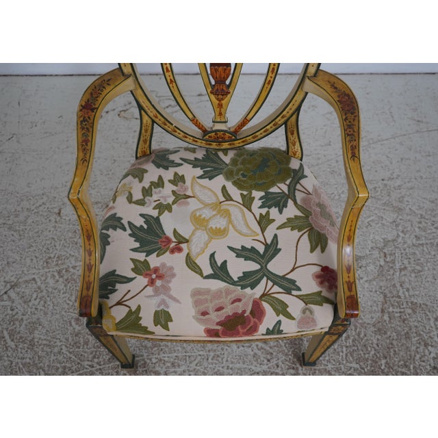 Pair of Adams Style Painted Crewelwork Chairs For Sale - Image 12 of 18