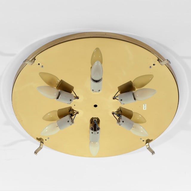 1970s Large Round Ceiling Lamp in Hand-Blown Murano Glass and Brass from Hillebrand Lighting, 1970s For Sale - Image 5 of 12