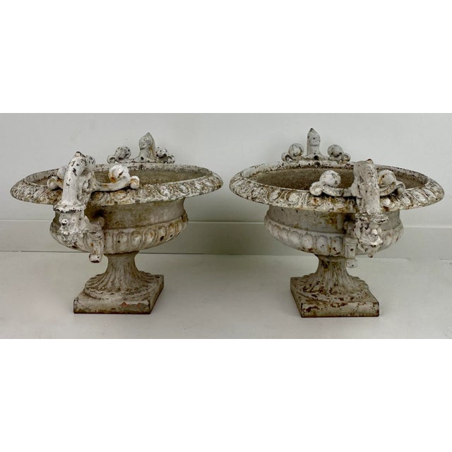 French Late 19th Century Cast Iron Garden Urns- a Pair For Sale - Image 3 of 9