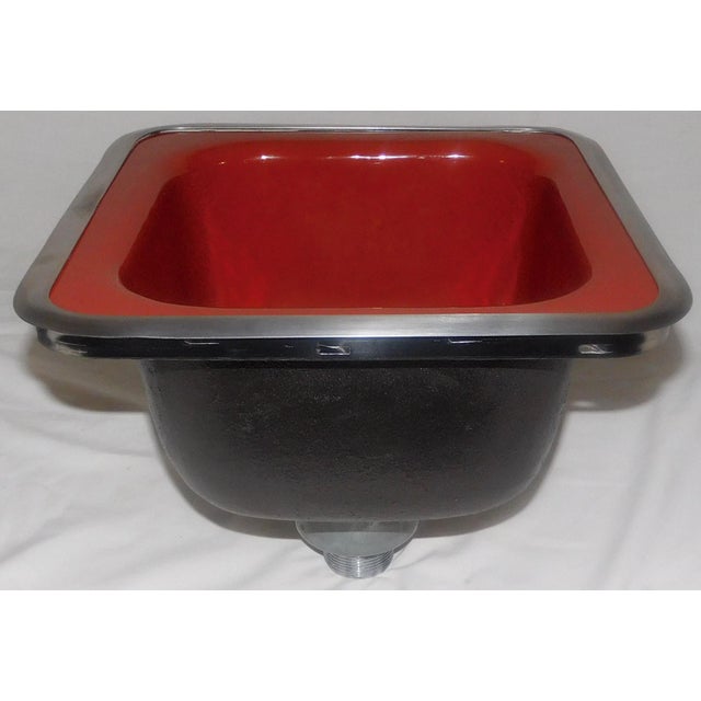 Red 1983 Vintage Kohler Sequoia (Red) Cast Iron & Porcelain Kitchen Prep Sink For Sale - Image 8 of 13