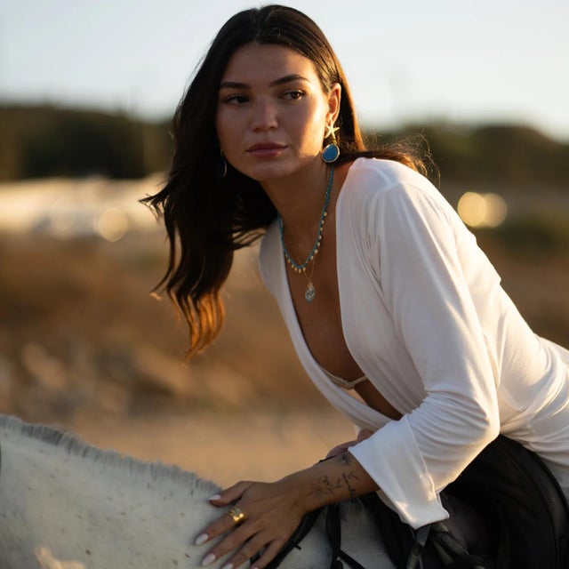 Turquoise Bohemian Turquoise Coin Charm Choker Necklace For Sale - Image 8 of 10