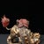 Late 20th Century Vintage Gilt Bronze & Cinnabar Guardian Lion Sculpture – Seated Foo Dog With Cub For Sale - Image 5 of 9