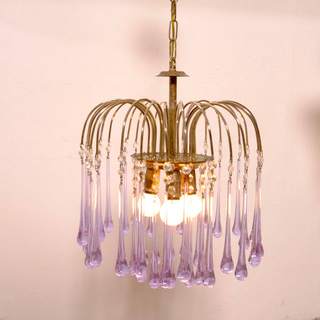 Murano Glass Drop Waterfall Chandelier, 1970s For Sale - Image 12 of 12