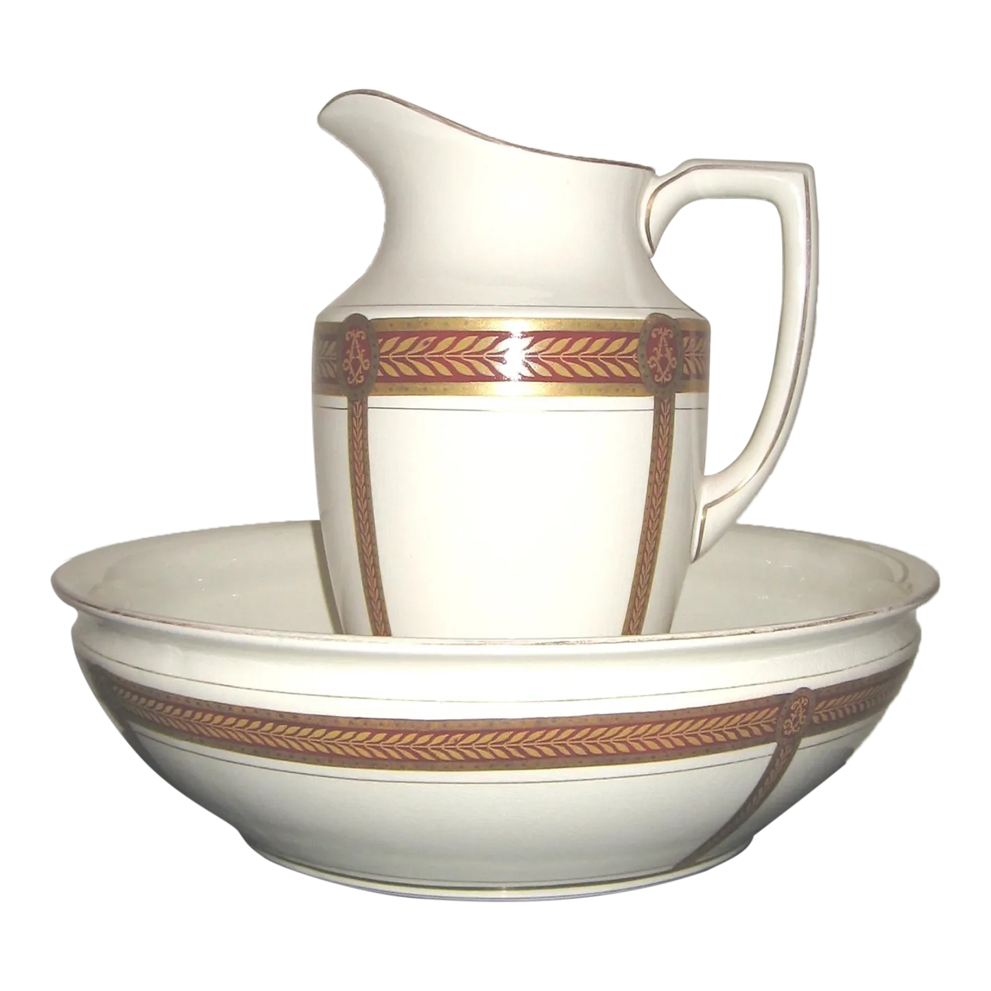 Antique Boch Freres Keramis Belgium Neoclassical Large Pitcher