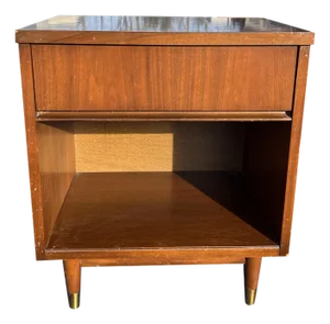 Mid Century Modern Vintage Single Nightstand With Drawer