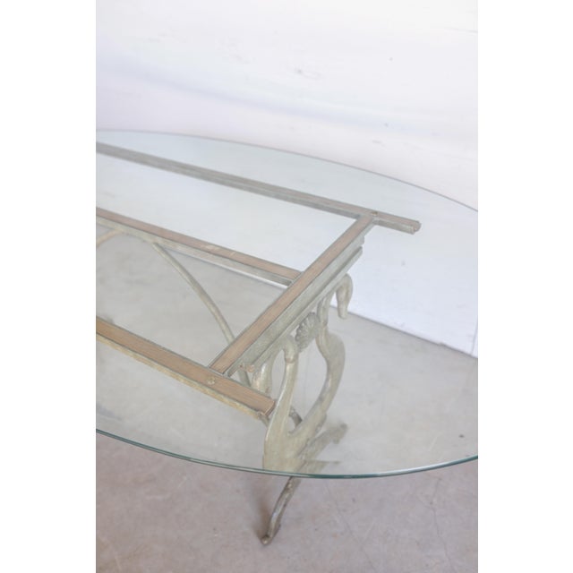 Mid 20th Century Cast Iron Swan Neck Base Table With Glass Top For Sale - Image 10 of 10