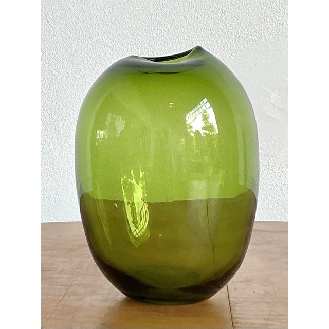 Late 20th Century Vintage Boho Signed Blown Glass Vase For Sale - Image 5 of 10
