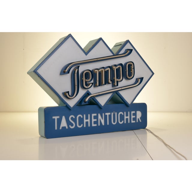 German Neon Sign from Tempo Tissues, 1950 For Sale - Image 13 of 18