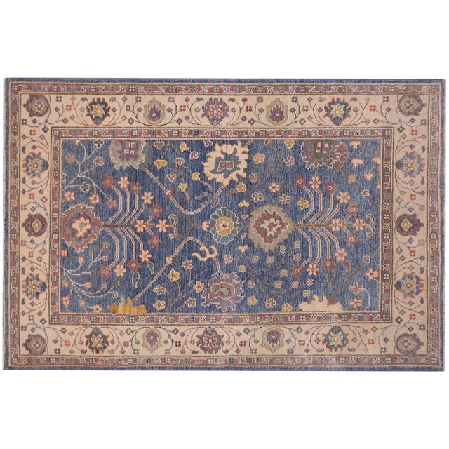 Blue Rustic Kazak Southwestern Light Blue/Beige Wool Rug - 3'10''x6'0'' For Sale - Image 8 of 10