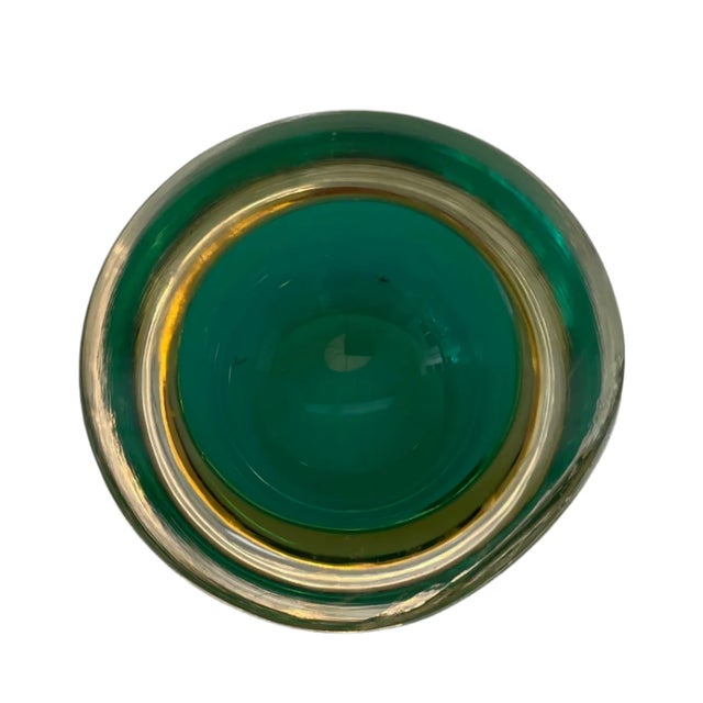 Italian Small Vintage Green and Yellow Geode Bowl For Sale - Image 3 of 3