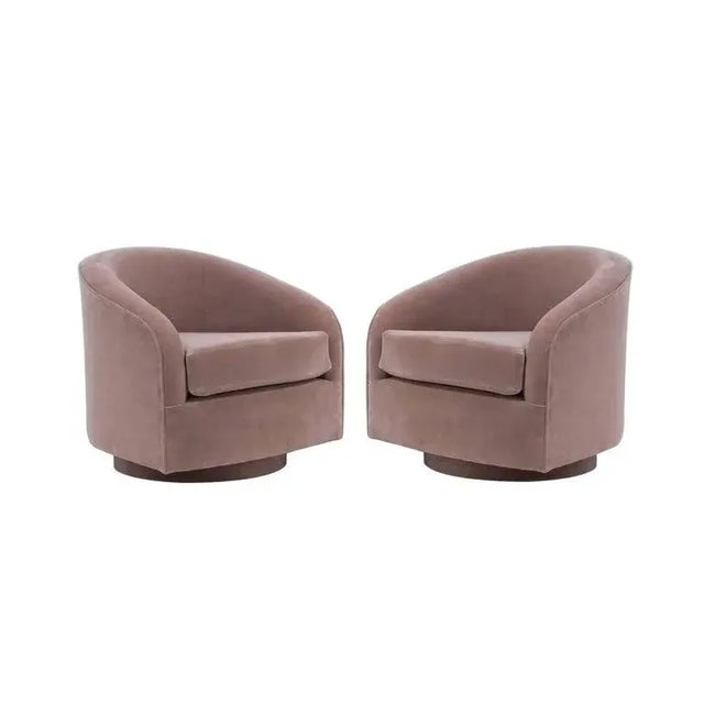 1970s Blush Pink Swivel Armchairs, 1970s - A Pair For Sale - Image 5 of 11