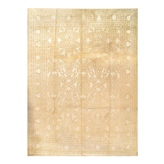 2020s Beige Color Fine Hand kNotted Tabriz For Sale - Image 4 of 4