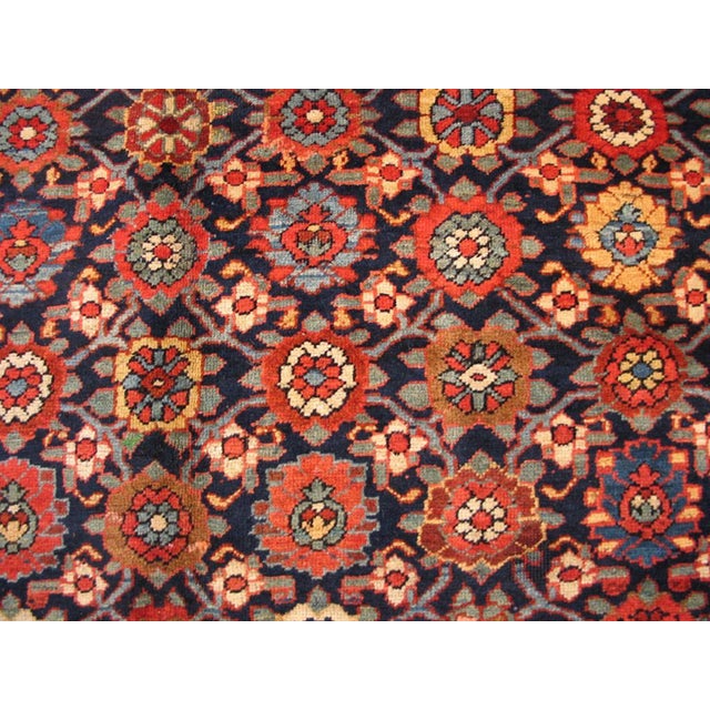 Superb Lineal Jewel Toned Allover-Floral Pattern With Blue Background and Ivory and Red Borders For Sale In New York - Image 6 of 7